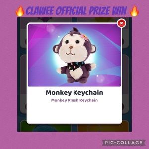 Clawee official prize Win plush monkey keychain New